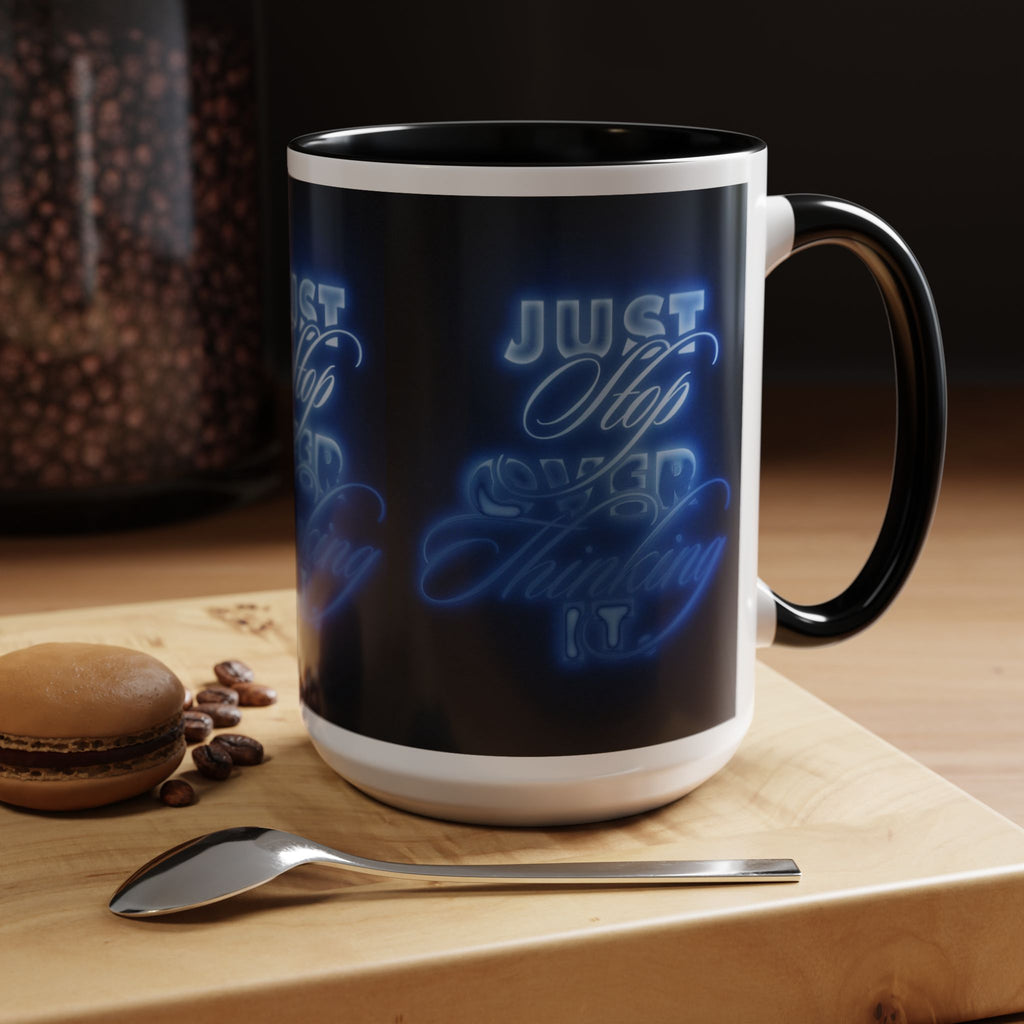 Reality Department - Just Stop Overthinking Neon Coffee Mug